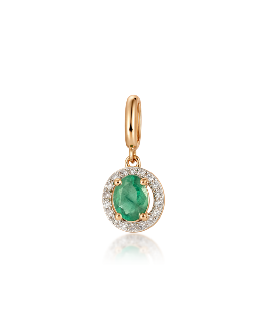 Gold pendant with emerald and diamonds