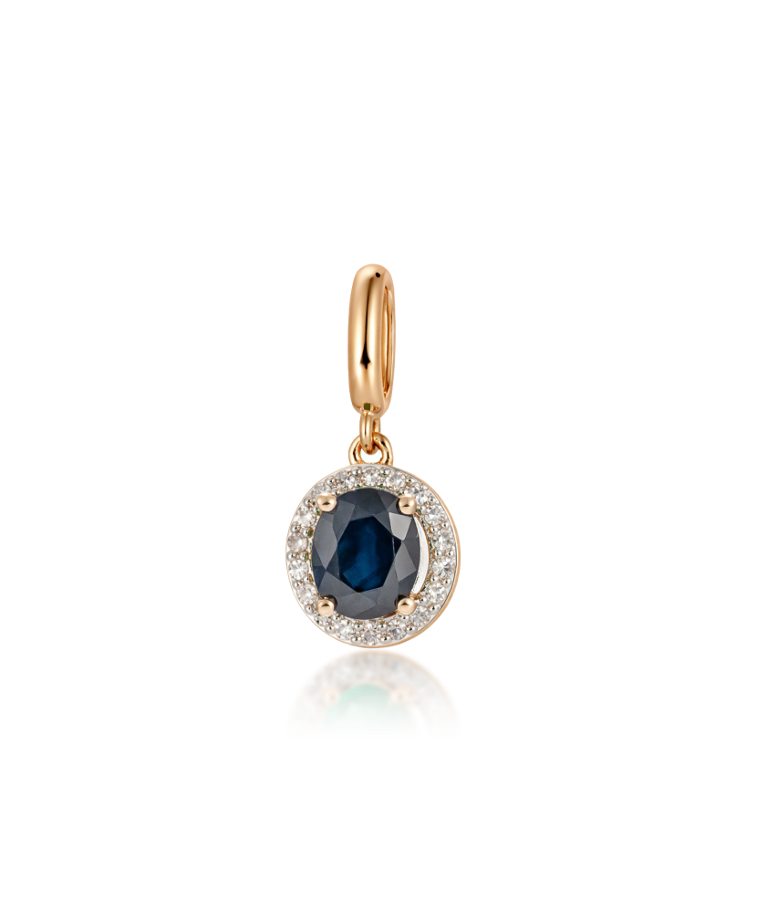 Gold pendant with sapphire and diamonds