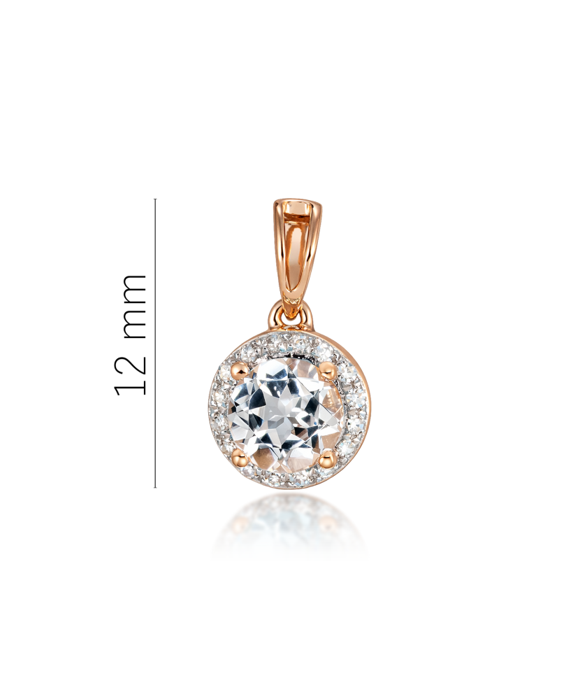 Gold pendant with white topaz and diamonds