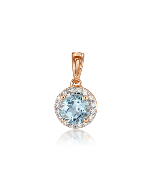 Gold pendant with topaz and diamonds