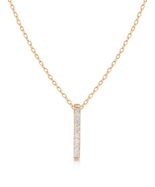 Yellow gold chain with pearl and diamond pendant