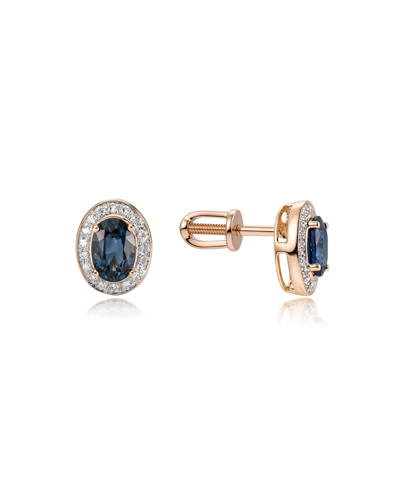 Gold earrings with sapphires and diamonds