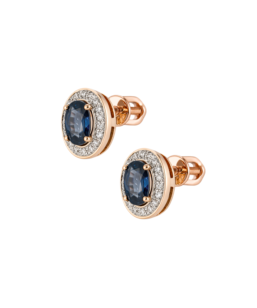 Gold earrings with sapphires and diamonds