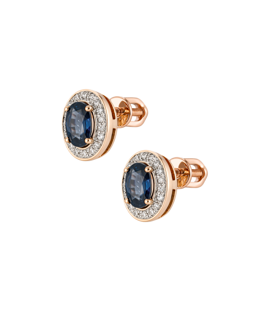 Gold earrings with sapphires and diamonds