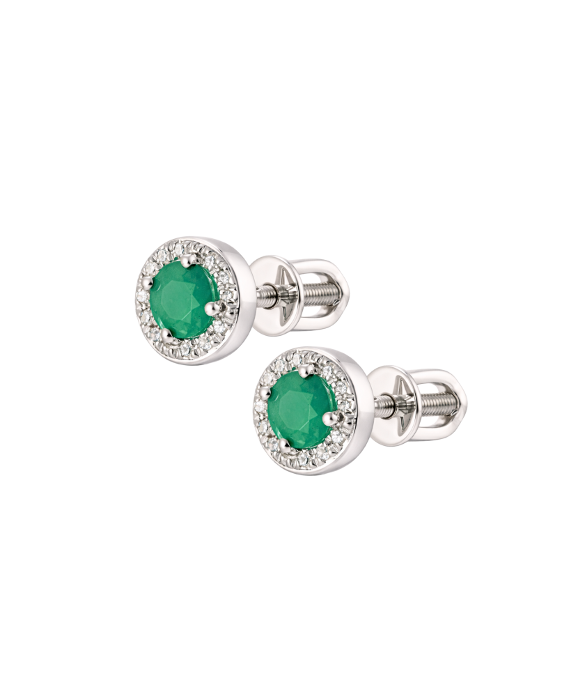 White gold earrings with emeralds and diamonds