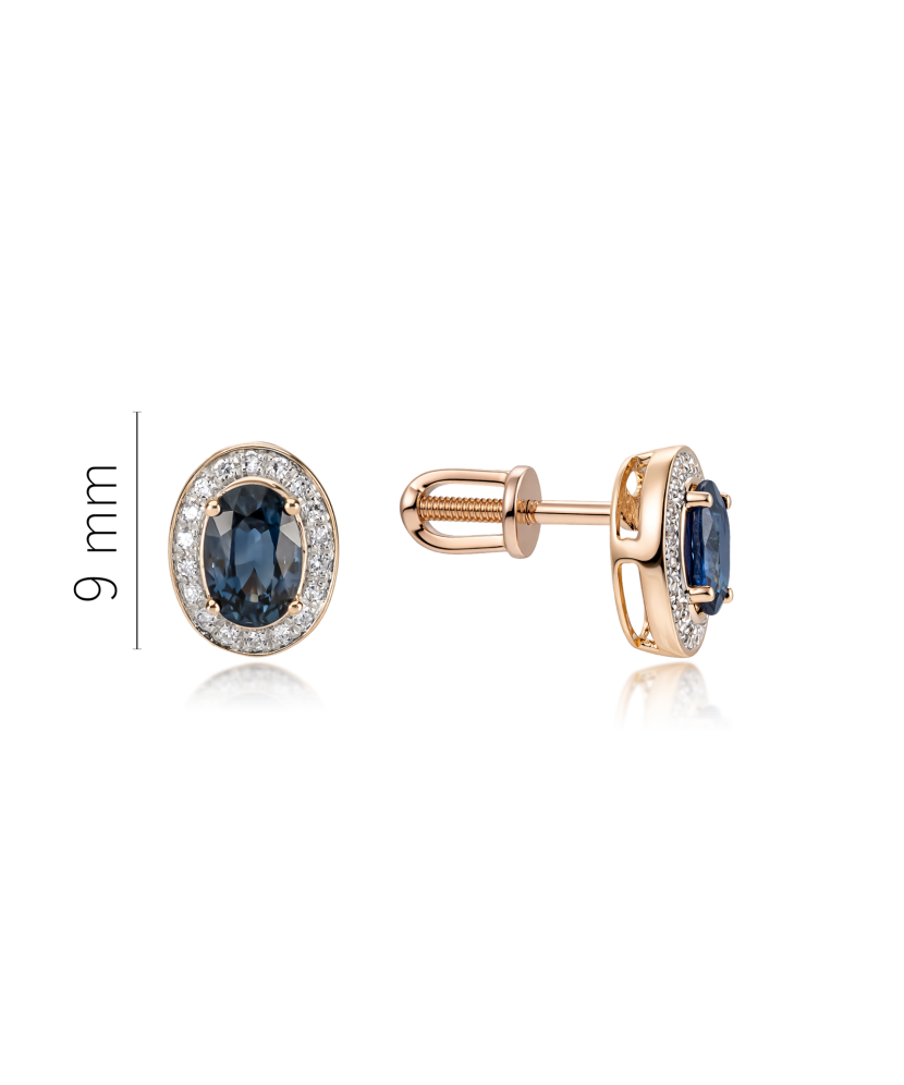Gold earrings with sapphires and diamonds