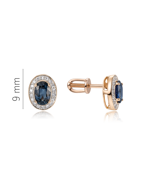 Gold earrings with sapphires and diamonds