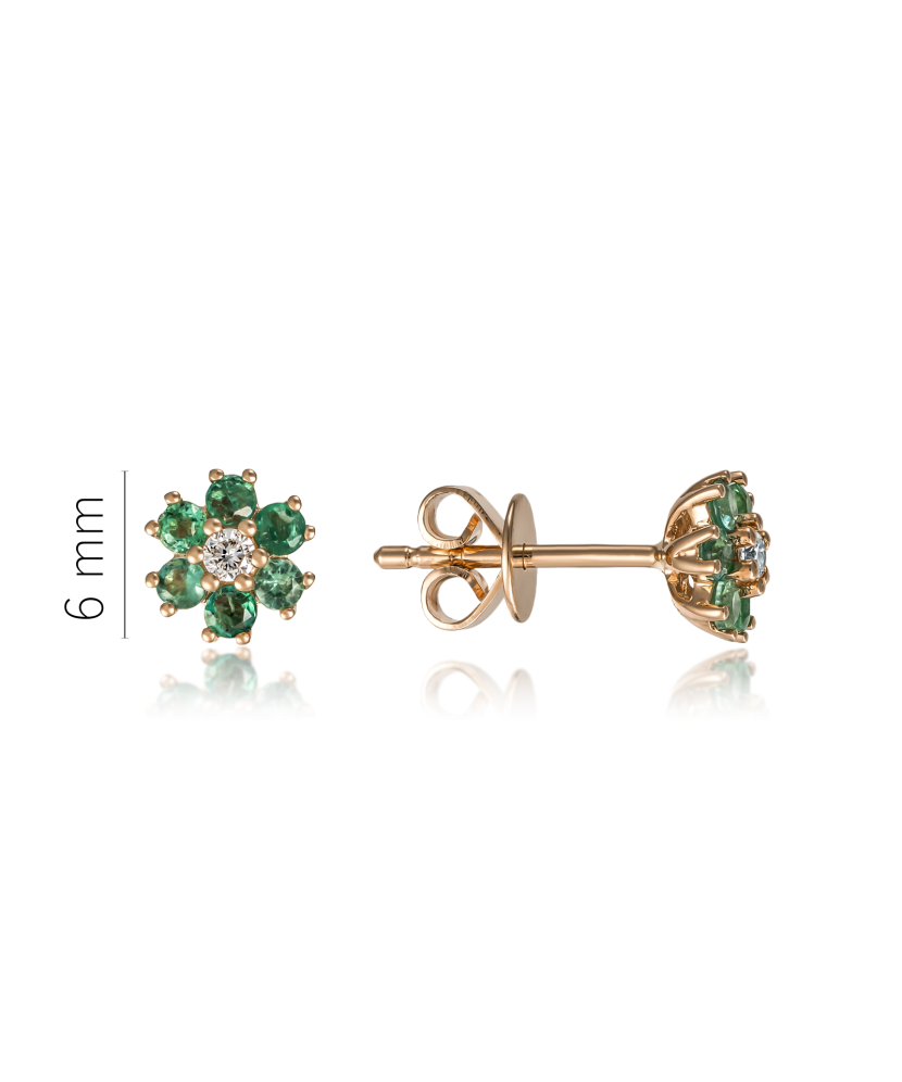 Gold earrings with emeralds and diamonds