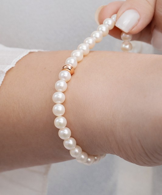 Pearl bracelet with gilded silver