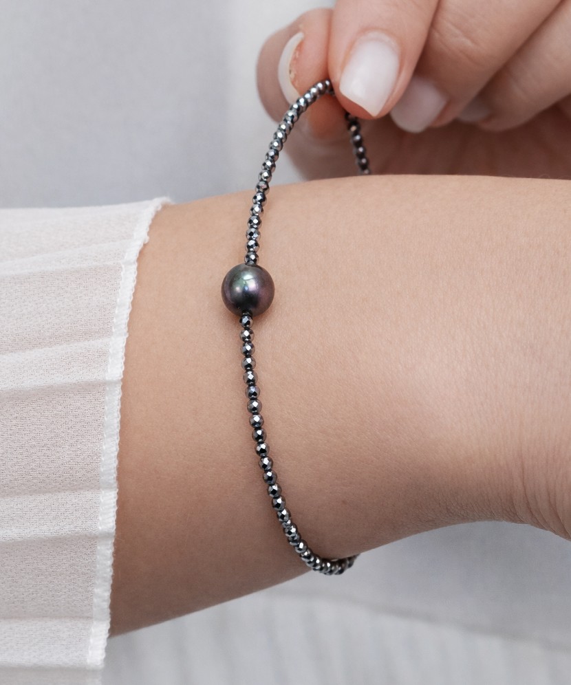Bracelet With terahertz and pearl