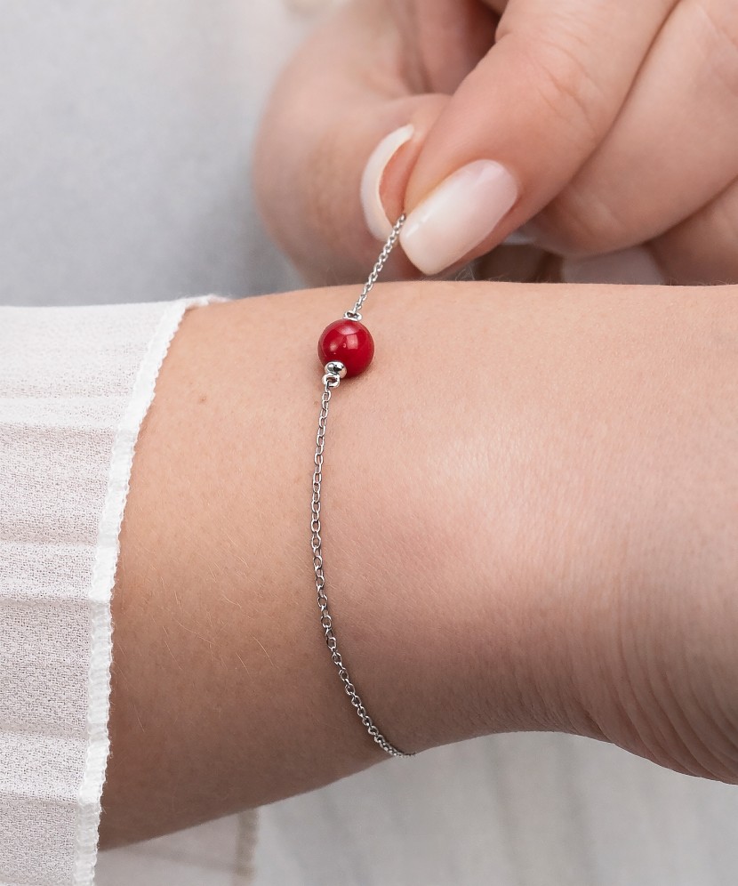 Sterling Silver bracelet with coral