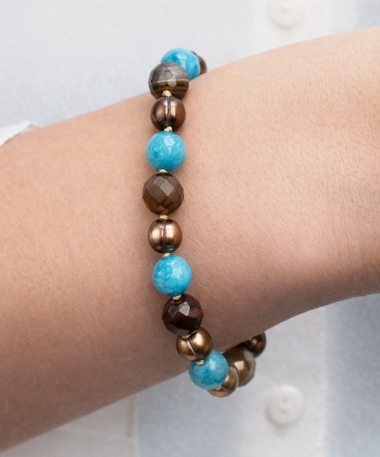 Браслет с нефритом, агатом и жемчугом