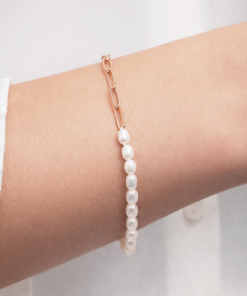 Gilded Sterling silver bracelet with pearls