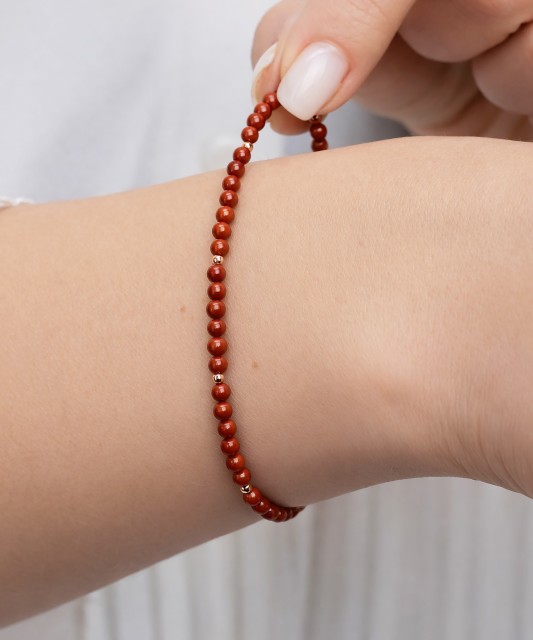Bracelet with jasper and gold-plated silver