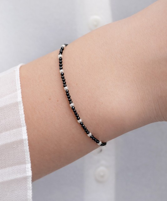 Браслет со шпинелью и жемчугом