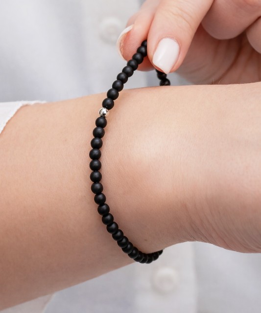 Браслет из оникса с серебром