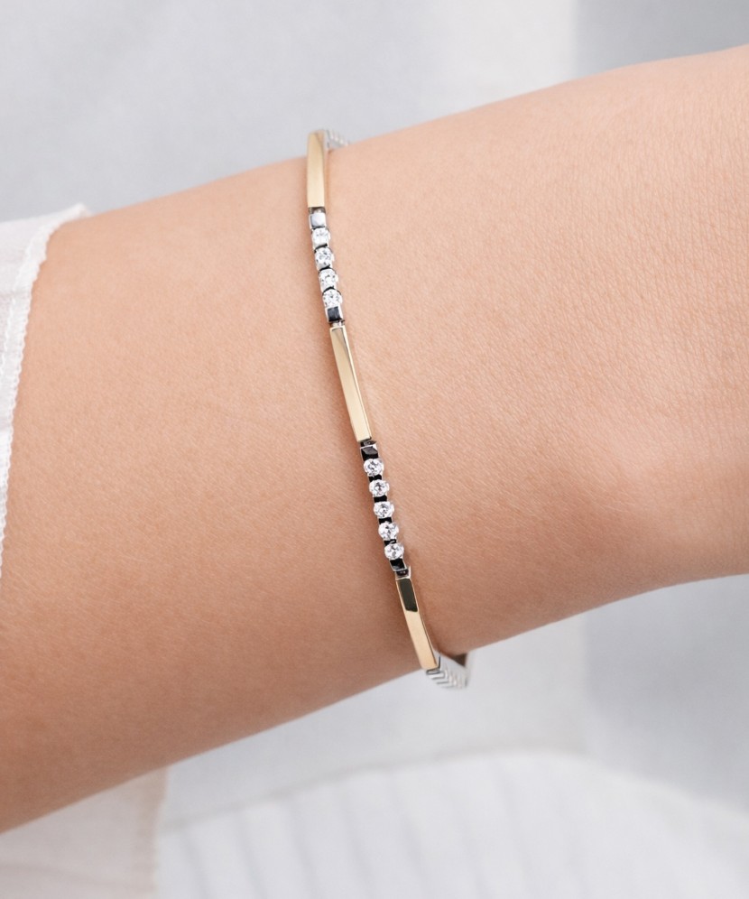 Gold plated sterling Silver bracelet with zircons