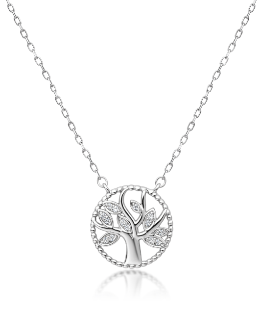 Silver chain with zircon pendant "Tree of Life"