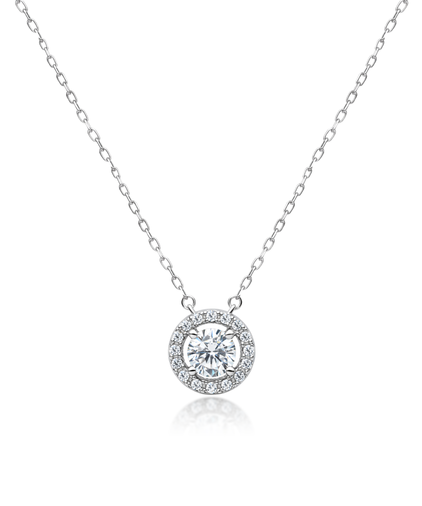 Silver chain with zircon pendant