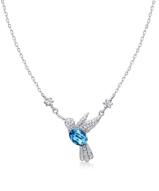 Silver chain with zircon pendant