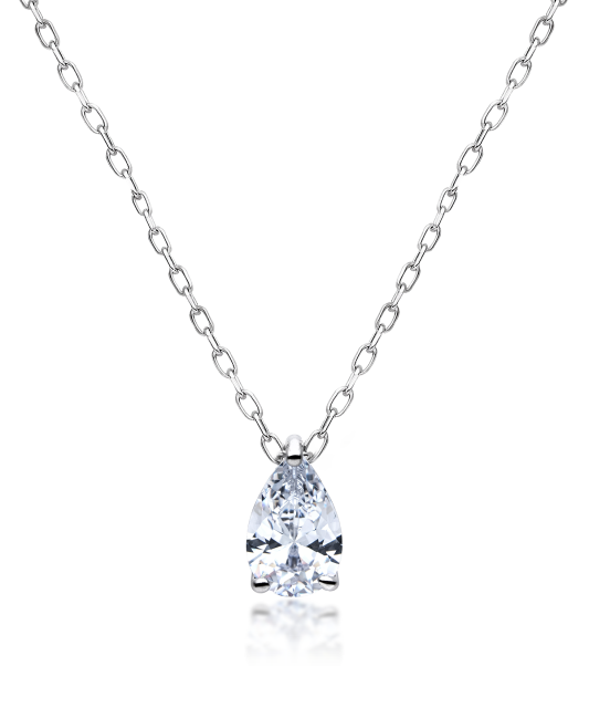 Silver chain with zircon pendant