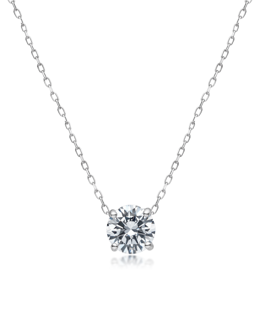 Silver chain with zircon pendant