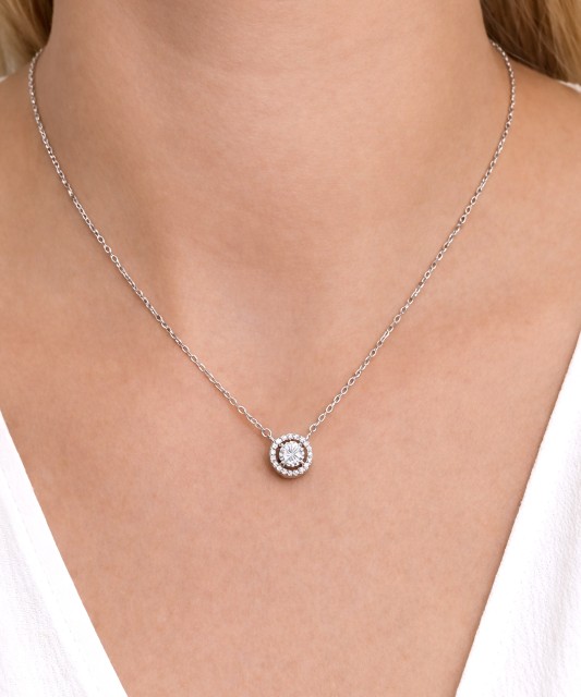 Серебряная цепочка с циркониевым кулоном