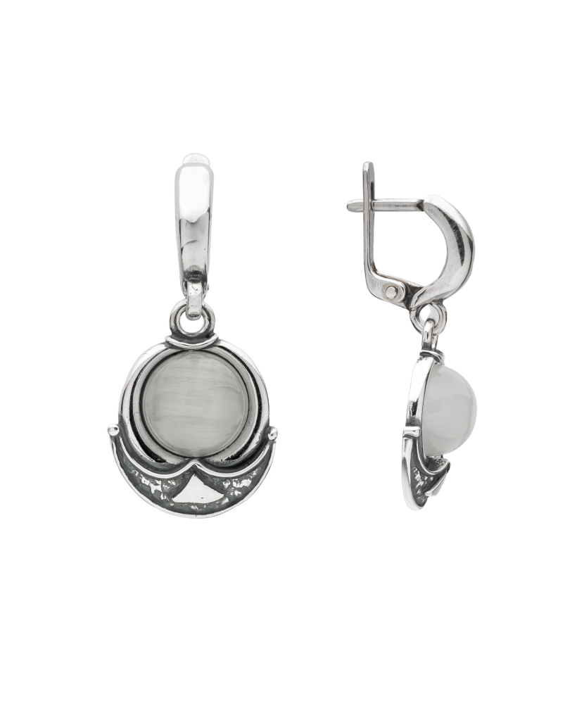 Sterling silver earrings with cats eye stone