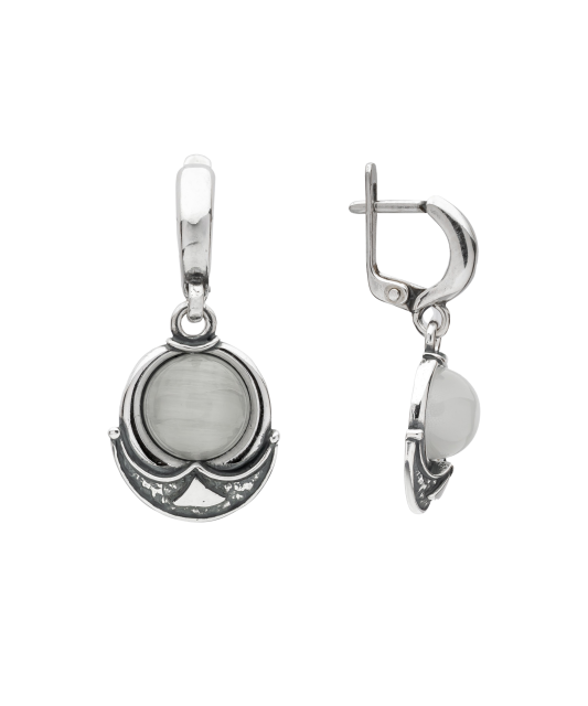 Sterling silver earrings with cats eye stone