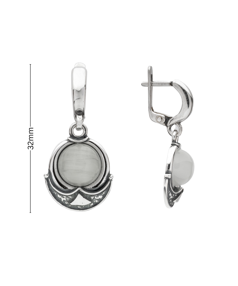 Sterling silver earrings with cats eye stone