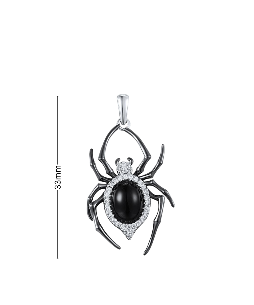 Sterling Silver pendant with agate and zircons "Spider"