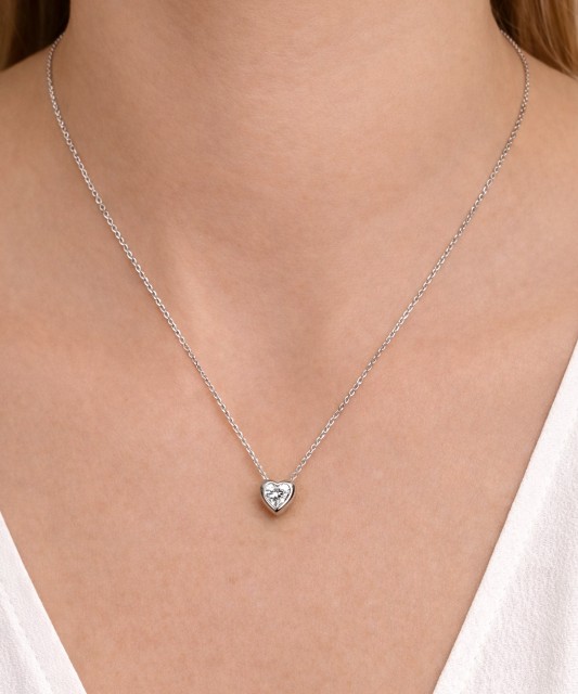 Sterling silver chain with zirconium pendant "heart"