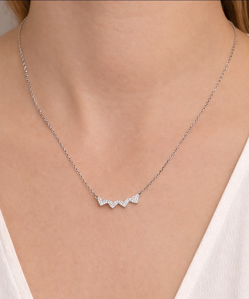 Sterling silver chain with zirconium pendant "heart"
