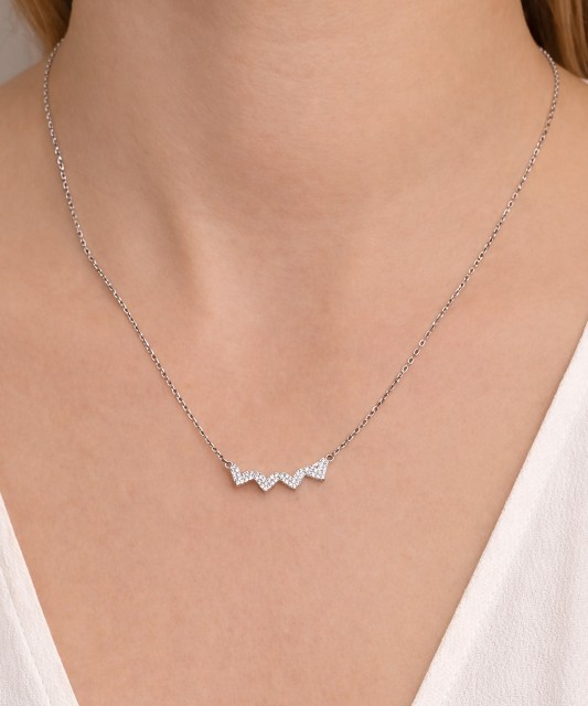 Sterling silver chain with zirconium pendant "heart"
