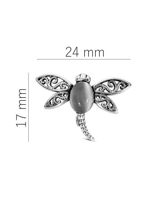 Sterling silver brooch with cat's eye stone "Dragonfly"