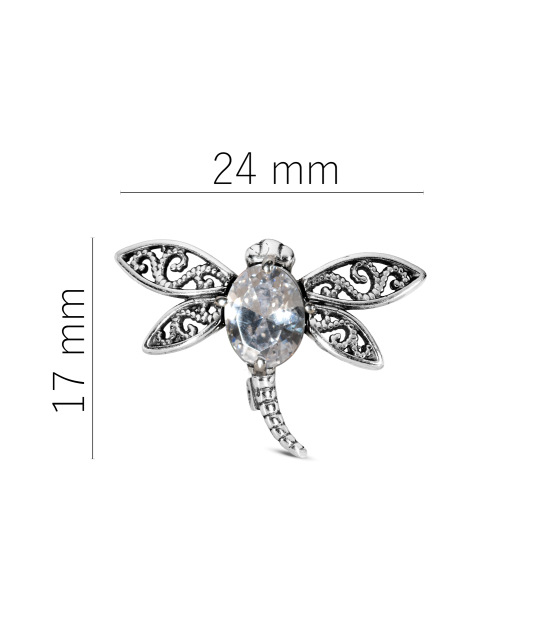 Sterling silver brooch with zircon "Dragonfly"