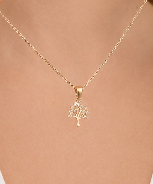 Yellow gold pendant with zircons "Tree of Life"