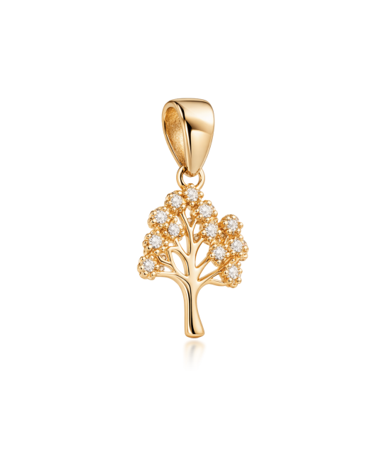 Yellow gold pendant with zircons "Tree of Life"