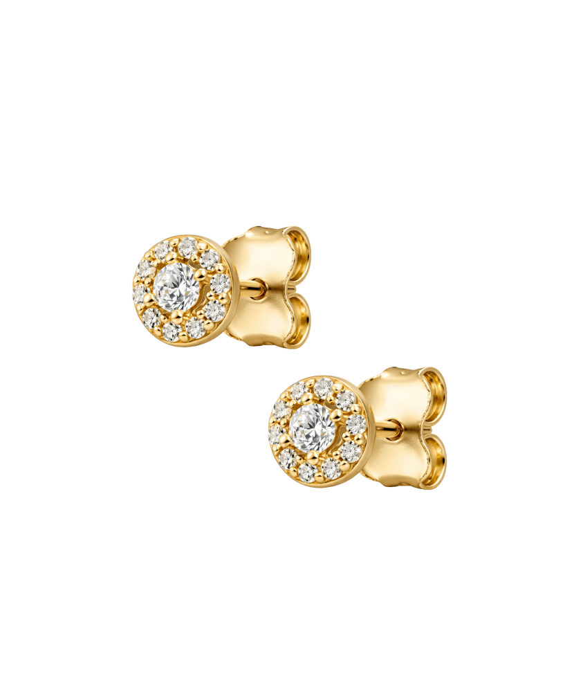 Yellow gold earrings with zircons