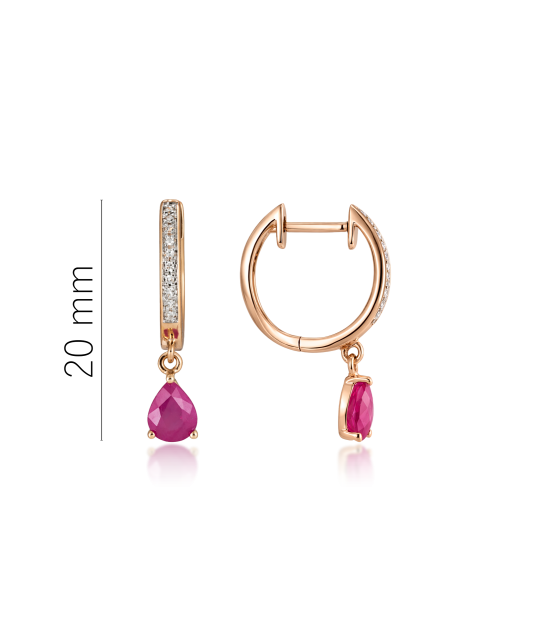 Gold earrings with diamonds and rubies