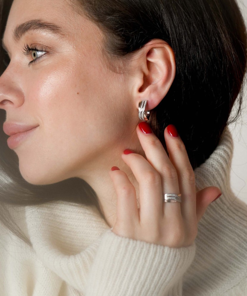 Sterling silver earrings gold plated with zircons