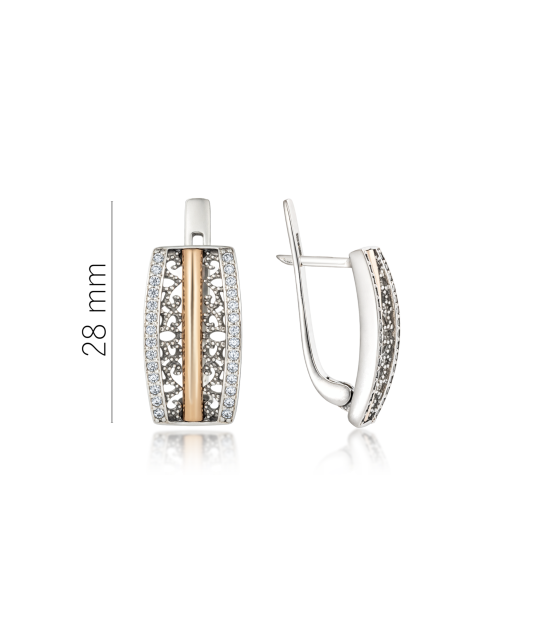 Sterling silver earrings gold plated with zircons