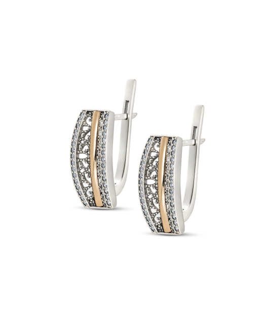 Серьги из позолоченного серебра с цирконами