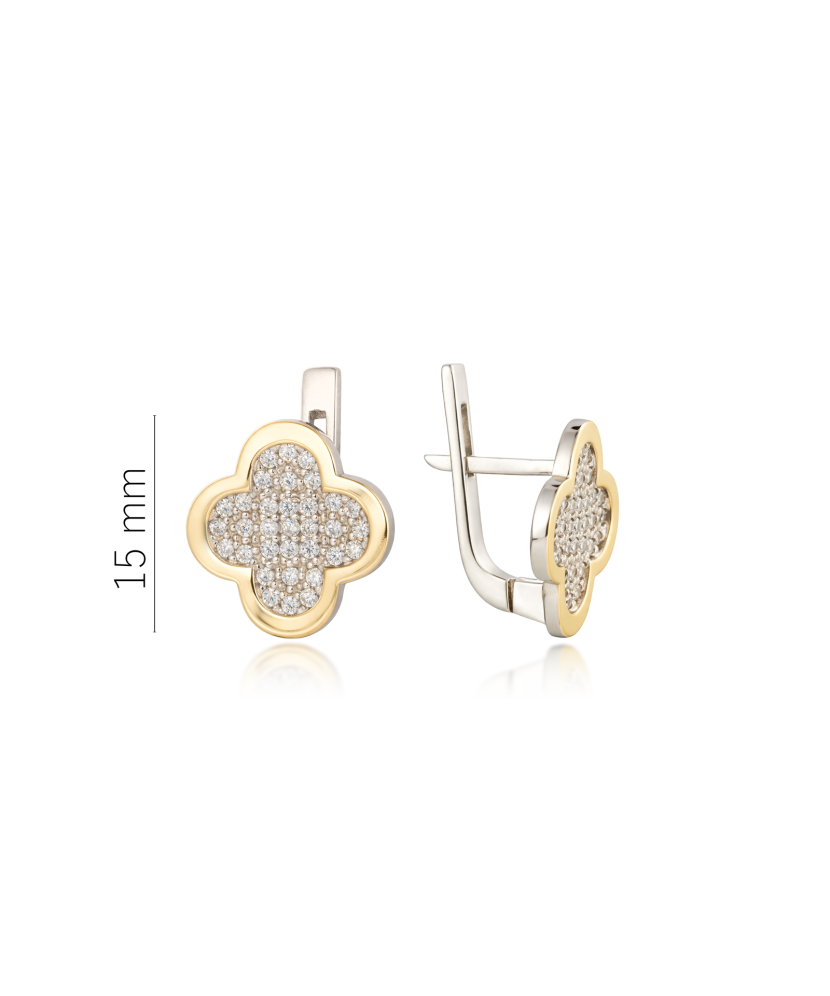 Sterling silver earrings gold plated with zircons