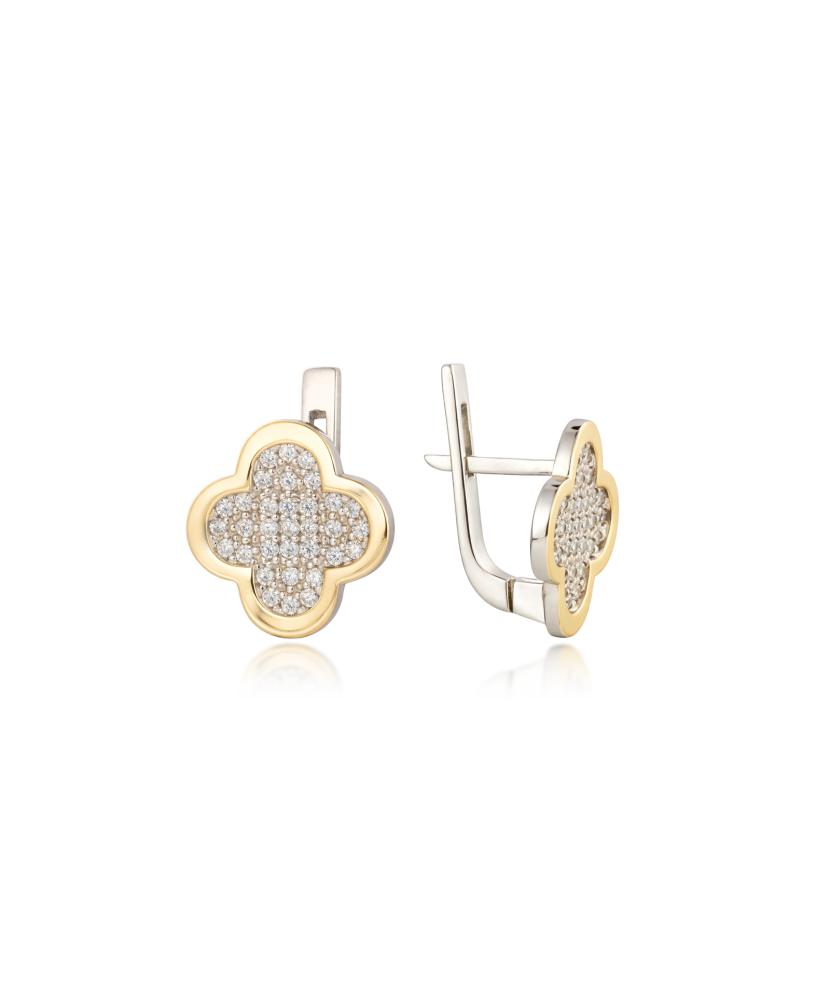 Sterling silver earrings gold plated with zircons