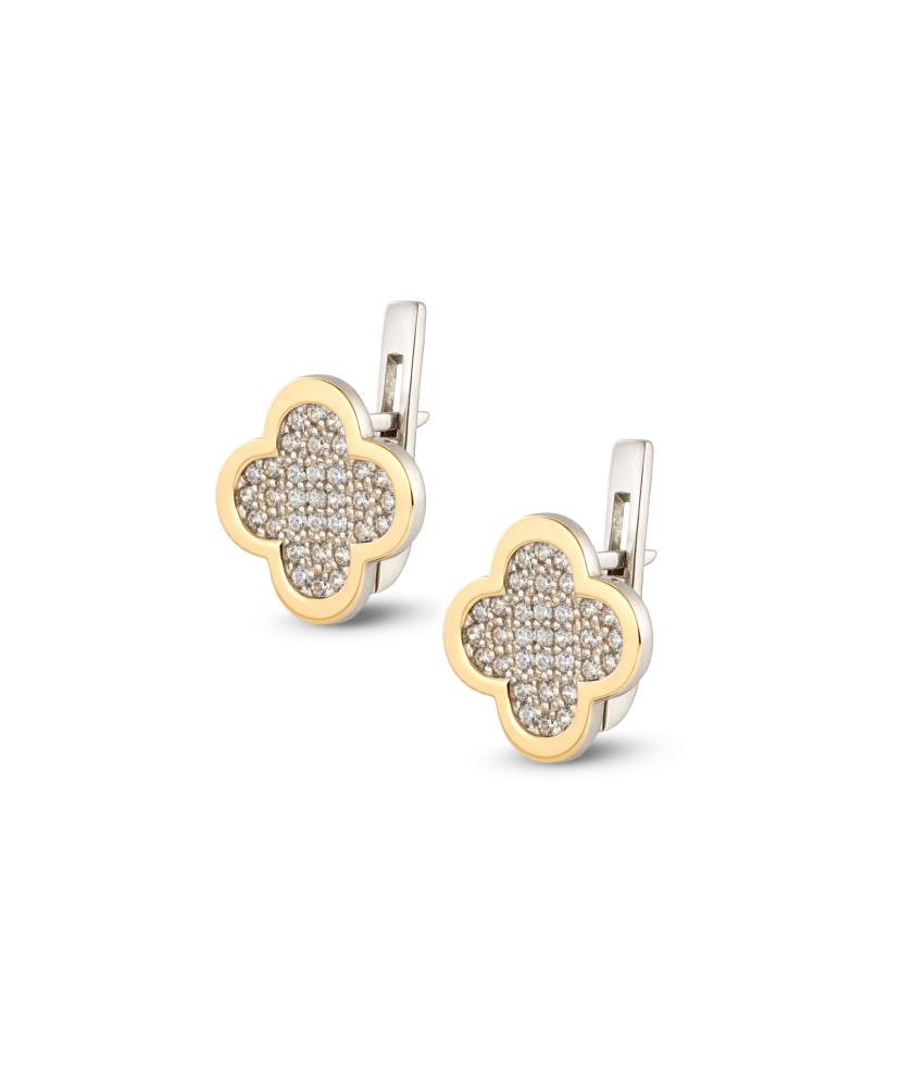 Sterling silver earrings gold plated with zircons
