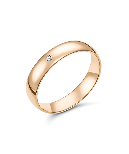 Gold wedding ring with diamond 5mm with comfort