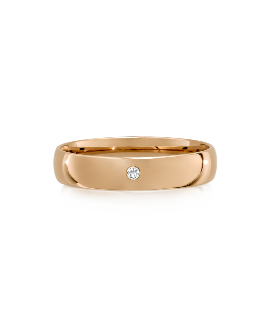 Gold wedding ring with diamond 5mm with comfort