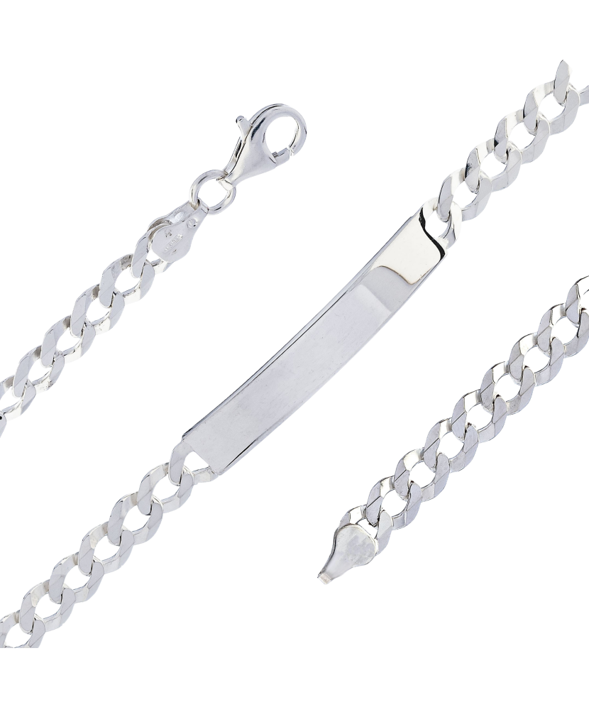 Серебряный браслет с пластиной "Curb"