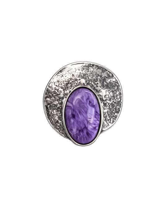 Silver ring with charoite